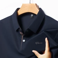 Polo à manches courtes pour hommes, marque haut de gamme, mode d'été, lettre D, décontracté, Business, soie glacée, T-shirt Cool, 2025 4
