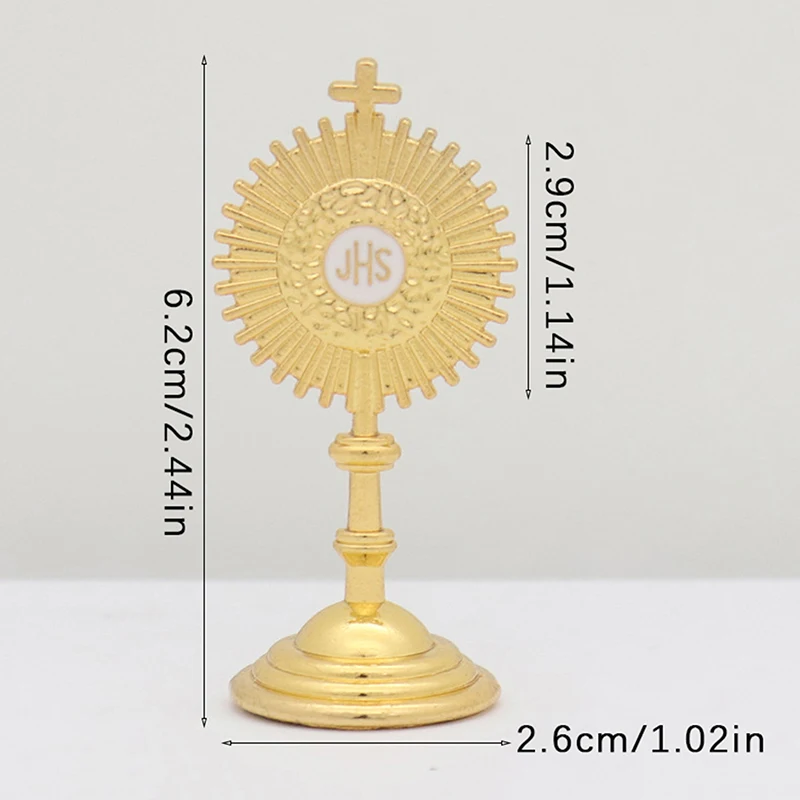 1pc Catholic Christian Communion Statue Gold Jesus Hominum Salvator Home Office Table Decoration Cross Figurine Religion Gift christian statue home decor items