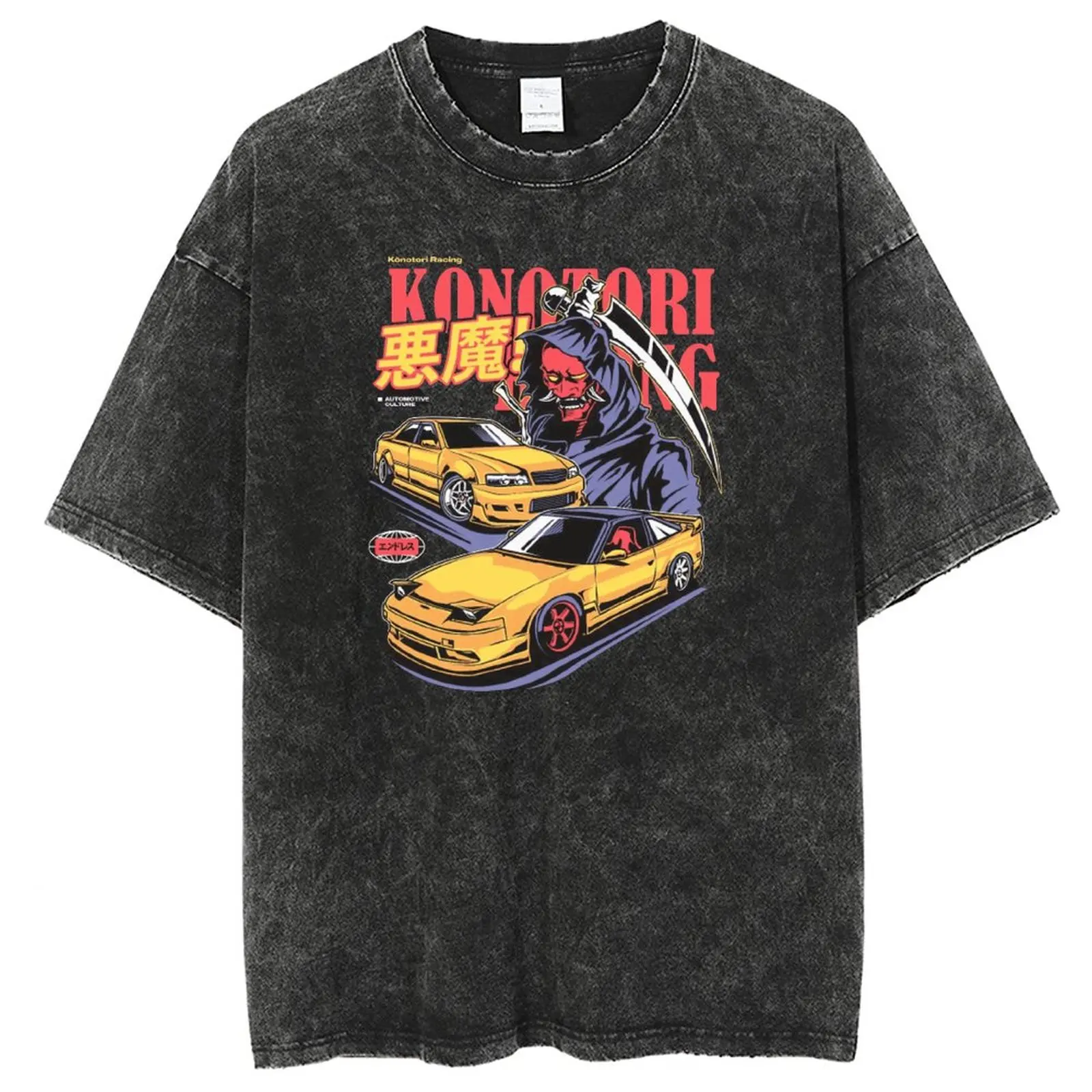 T-Shirt In Denim Lavato Hip Hop, Abbigliamento Da Strada A Maniche Corte, T-Shirt Stampata