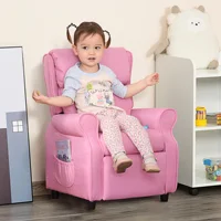 Kids Recliner Adjustable Armchair Sofa, Soft Sponge Cushion Accent Chair, Pink 1
