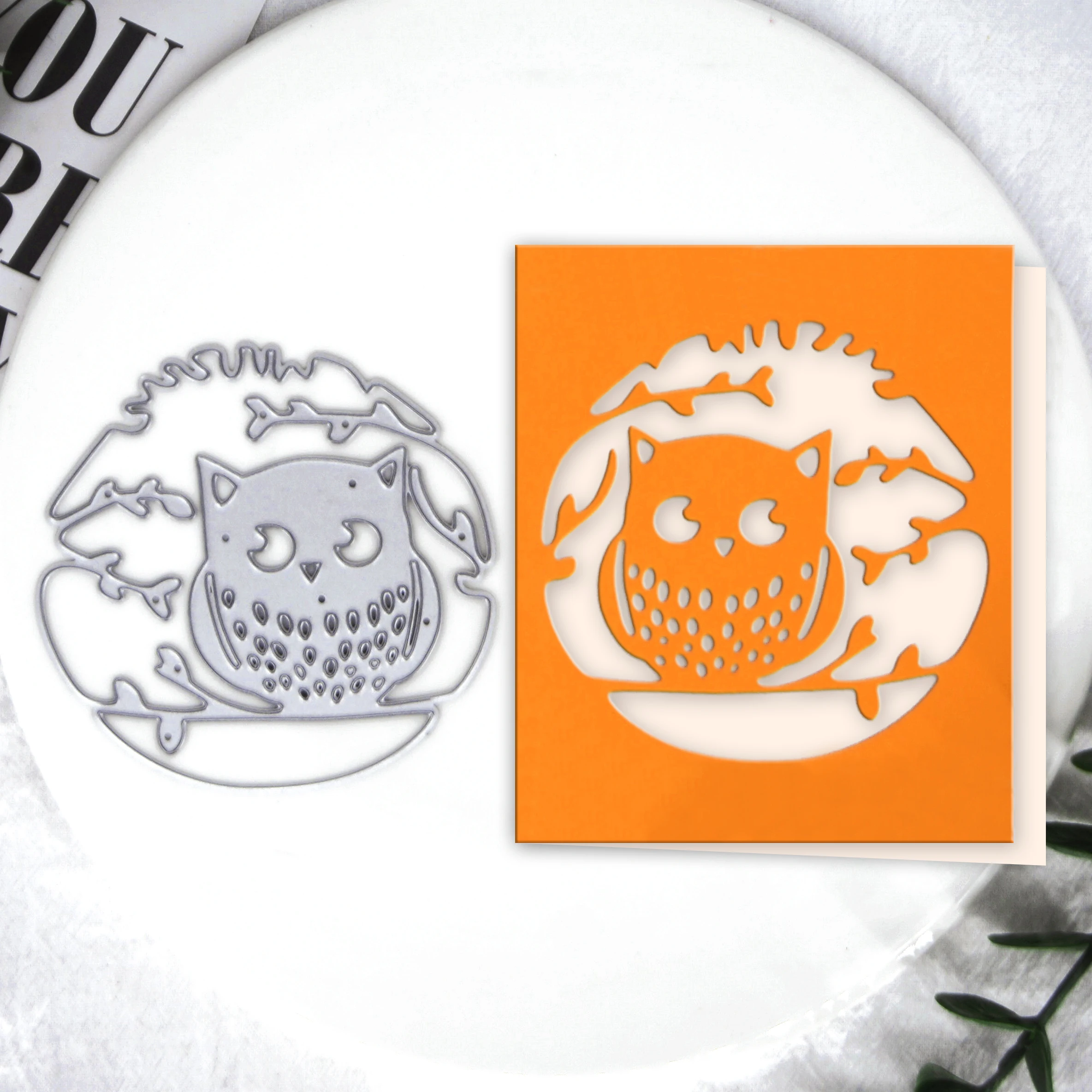 Fai Da Te Scrapbook Owl On Branch Metal Cutting Dies In Rilievo Carbon Die Paper Mold Edge Busta Cover Incisione Art Background