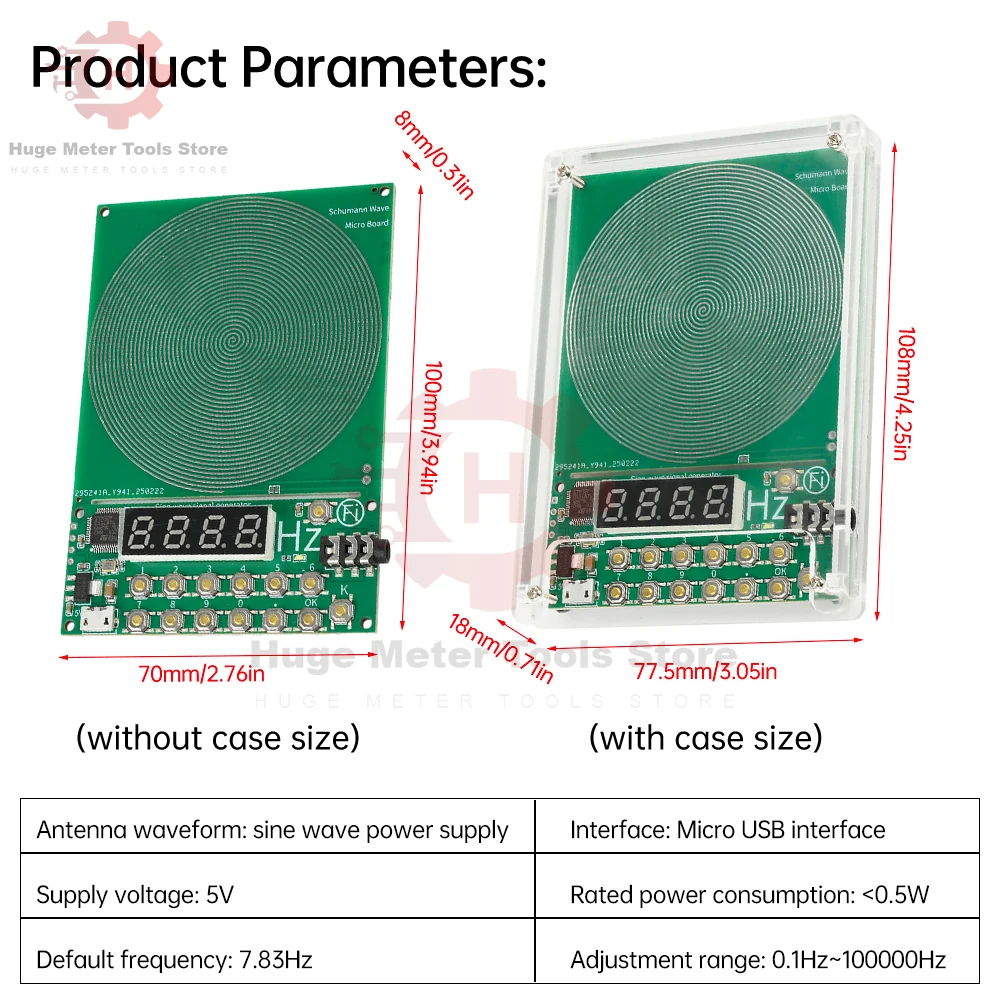 Adjustable Frequency Schumann Wave Sine Signal Generator with Micro USB Interface