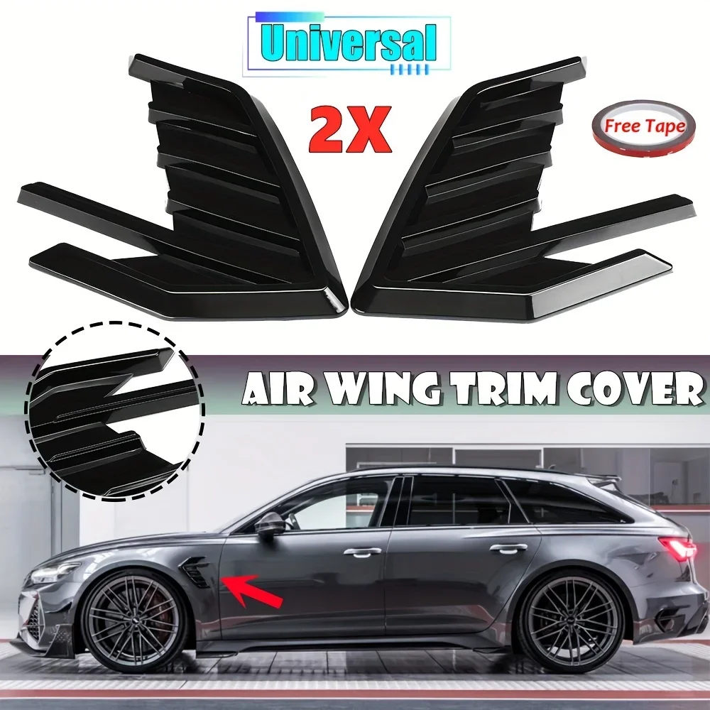 Exterior Car Accessories 2-Piece Car Fender Vent Covers - ABS Plastic Shark Gill Style Decorative Trim Car Decoration