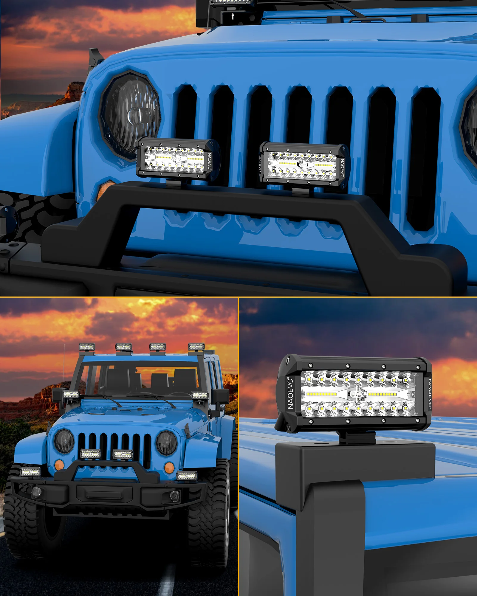7” LED Light Bar ATV Jeep Boat 5