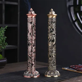 Artistic Metal Pillar Incense Burner Sutra Dragon