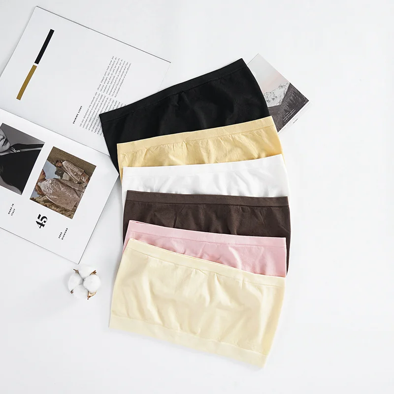 Women Tube Tops SP&CITY Summer Thread Breast Wrapping Women Cotton Breathable Tube Top Seamless Invisible Backing No Bra Pad Girls Underwear