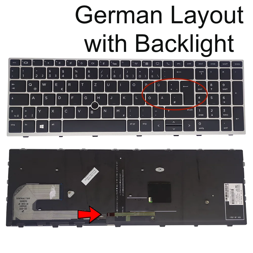 Teclado Retroiluminado para hp Elitebook Português Alemão Suíço e Dinamarquês Notebook da ue 855 850 g5 g6 Zbook 15u g5 g6 Hpm17b7 Novo - Imagem 3