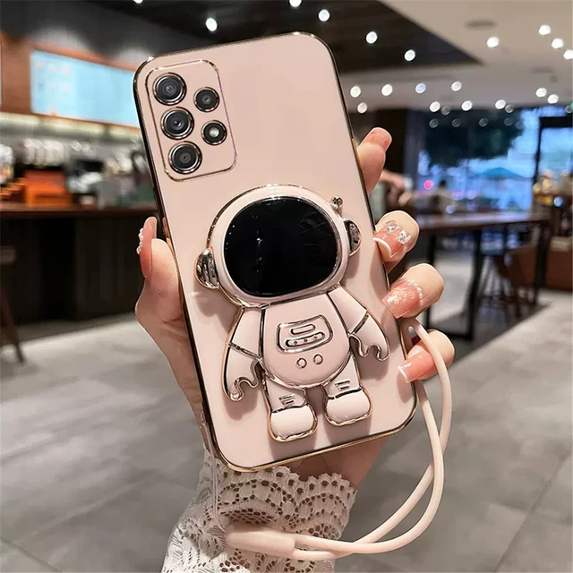 Funda de silicona con soporte de astronauta, cordón de mano, A53 para Samsung Galaxy, A13, A52, A72, A51, A71, A50, A12, A22, A32, A52s