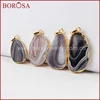 Fashion Gold Plated Natural Onyx Botswana Agate Slice Pendant Bead for Necklace Natural Gemstone for Necklace Accessories 6