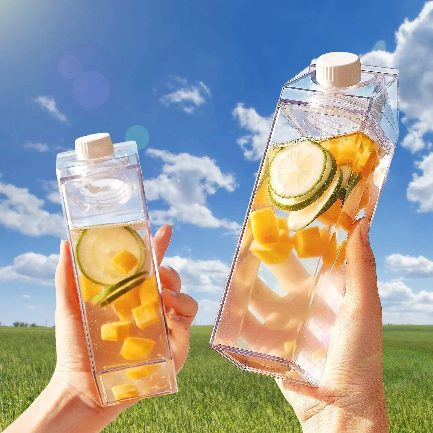 500/1000ml Water-Bottle Outdoor Drinking Jug Large Capacity Juice Tea Cup Transparent Milk Bottle Portable Plastic Bottle