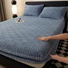 1pc Jacquard Fitted Sheet Embossed Velvet Mattress Cover Soft Winter Warmth Bedlinen European Home Mattress Protector Bed Cover 2