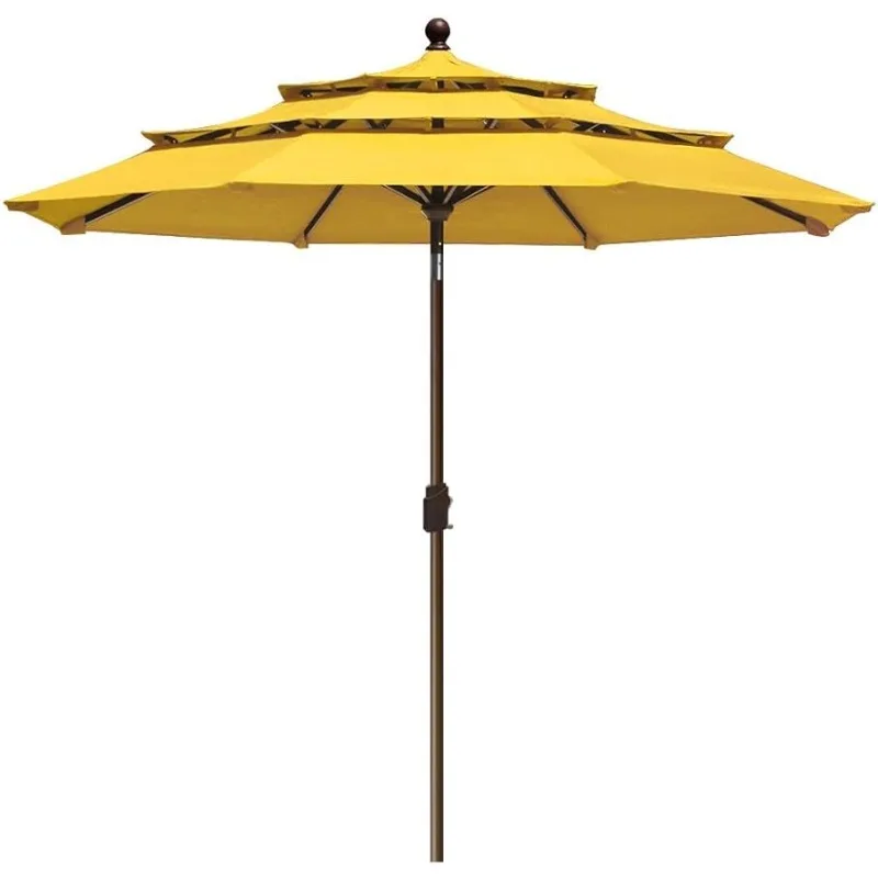 

USA 10-Year-Non-Fading Sunumbrella 9Ft 3 Tiers Market Umbrella Patio Umbrella Outdoor Table Umbrella with Ventilation,Sunflower