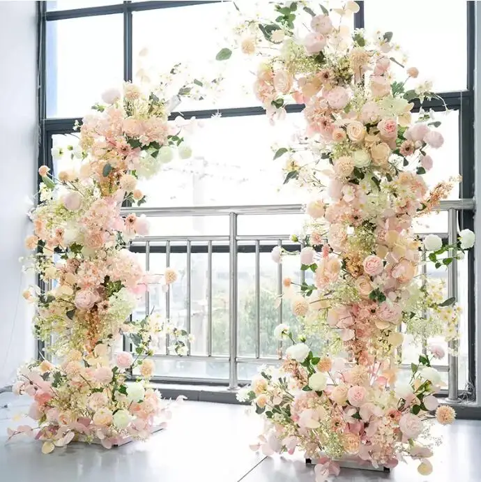 

2PCS Wedding Decoration Artificial Flower Plant Rattan Stand Welcome Balloon Arch Wedding Props Metal Backdrop Baptism Stage