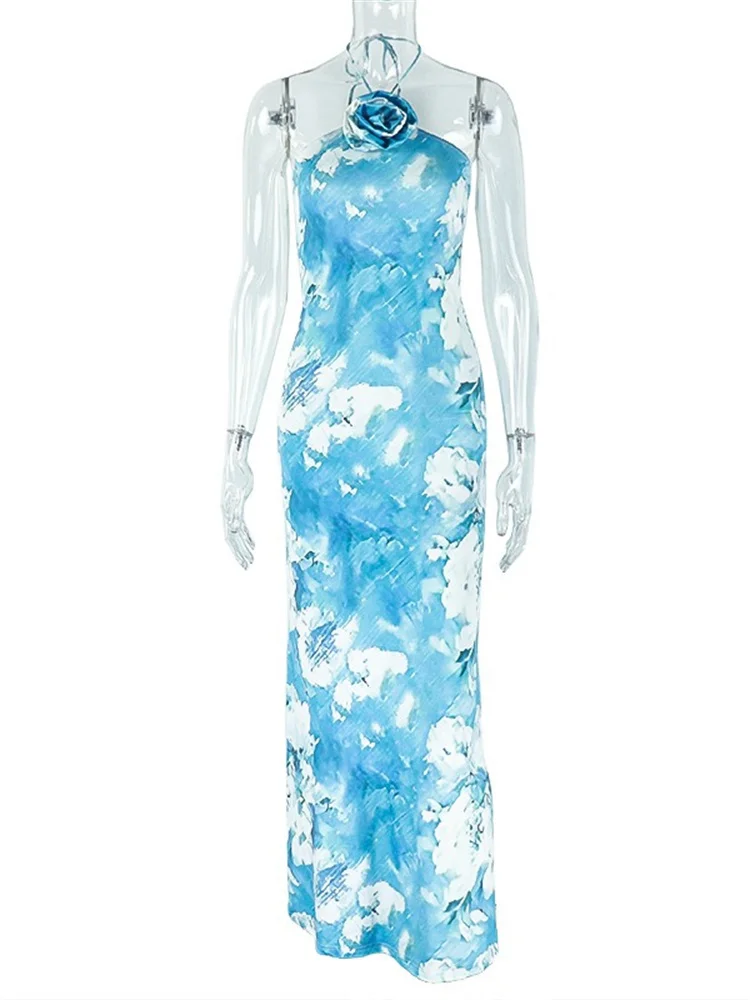 Wmstar Dresses Women Party Sexy Sleeveless  Floral Print  Evening Maxi Dress New Summer Clothes Wholesale Dropshipping New