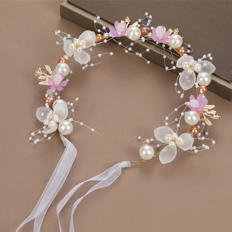 Forest Children's Crown Wreath Princess Pearl Hair Band Girls Headdress