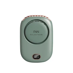 Compact Bladeless USB Rechargeable Neck and Waist Cooling Fan (GREEN)