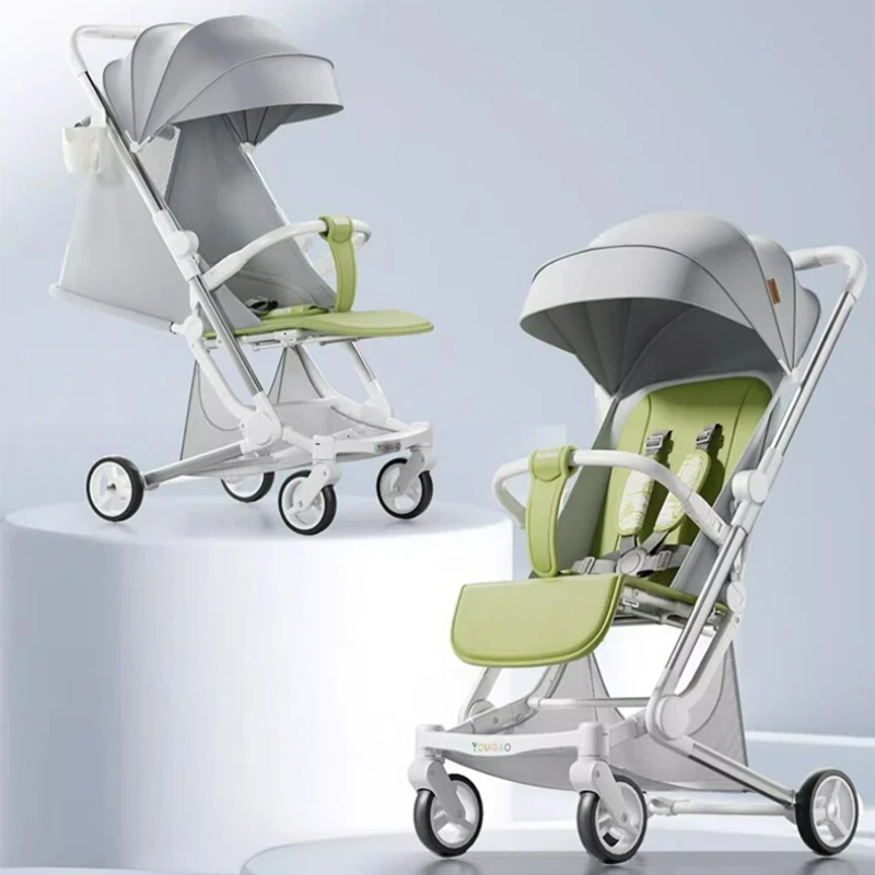 Foldable Four Wheels Cart Comfortable  Portable Lightweight Baby Stroller Can Sit or Lie Down Aluminum alloy Children\'s Cart