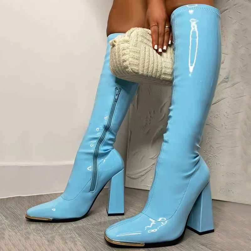 Women Boots Colorful Knee High Botas Mujer High Heels Winter Shoes For Women Long Boots Winter Thigh High Boots Heels Woman 2022 - Women's Boots - AliExpress