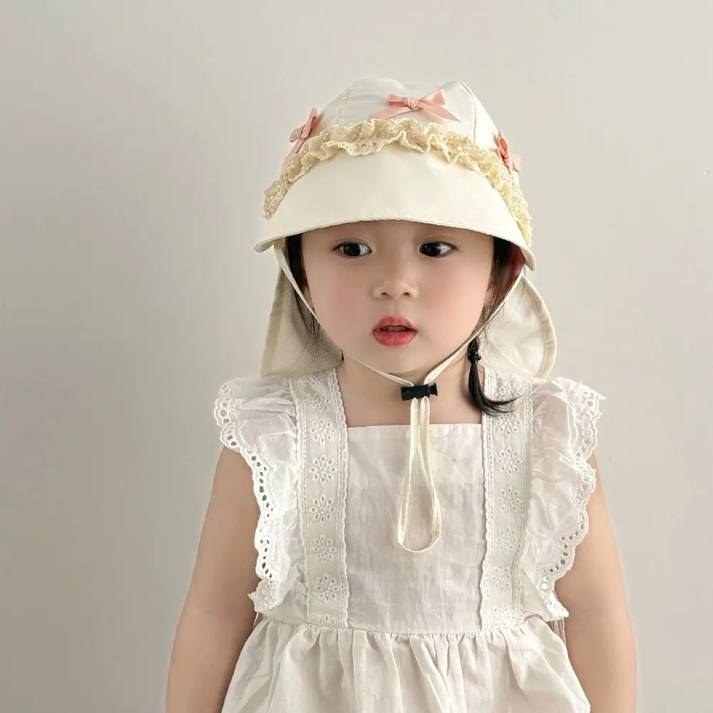 Fashion Sweet Kids Shawl Sun Hat Breathable Cotton Baby Sun Protection Hat Fresh Color Sunscreen Children Fishmen Hat Girls