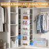 Rotating Shoe Rack Tower on The 7th Floor, Vertically Rotating Shoe Rack, Rotating 360 Degrees, White Shoe Rack Storage Circular 3