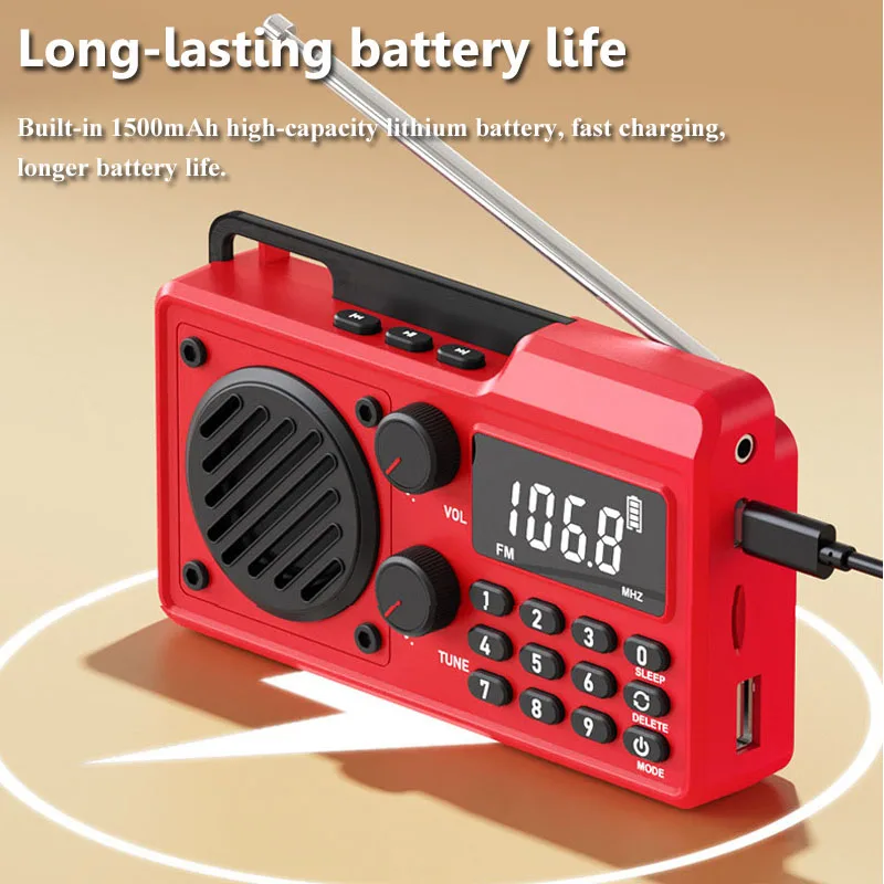 Mini Full Band Radio Portable FM AM SW DSP Radios Receiver Timed Shutdown Bluetooth Speaker TF USB Music Player 64-108MH 9K/10K