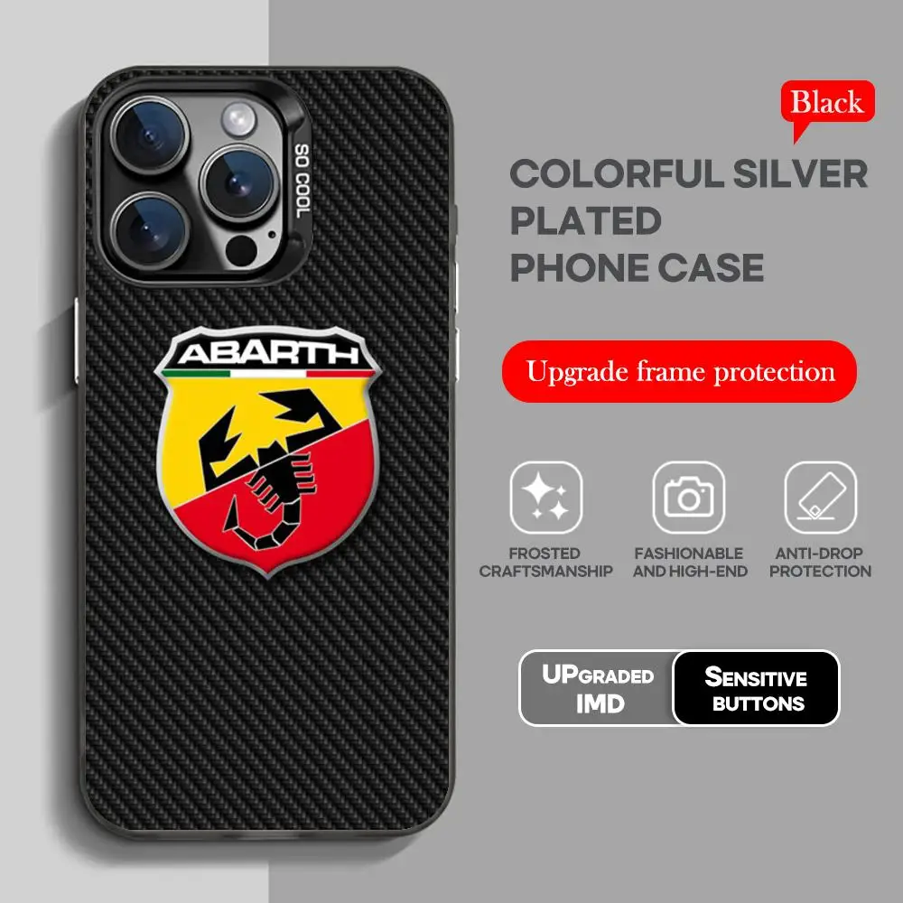 A-ABARTHes Italy Black Phone Case with Colorful Silver Design