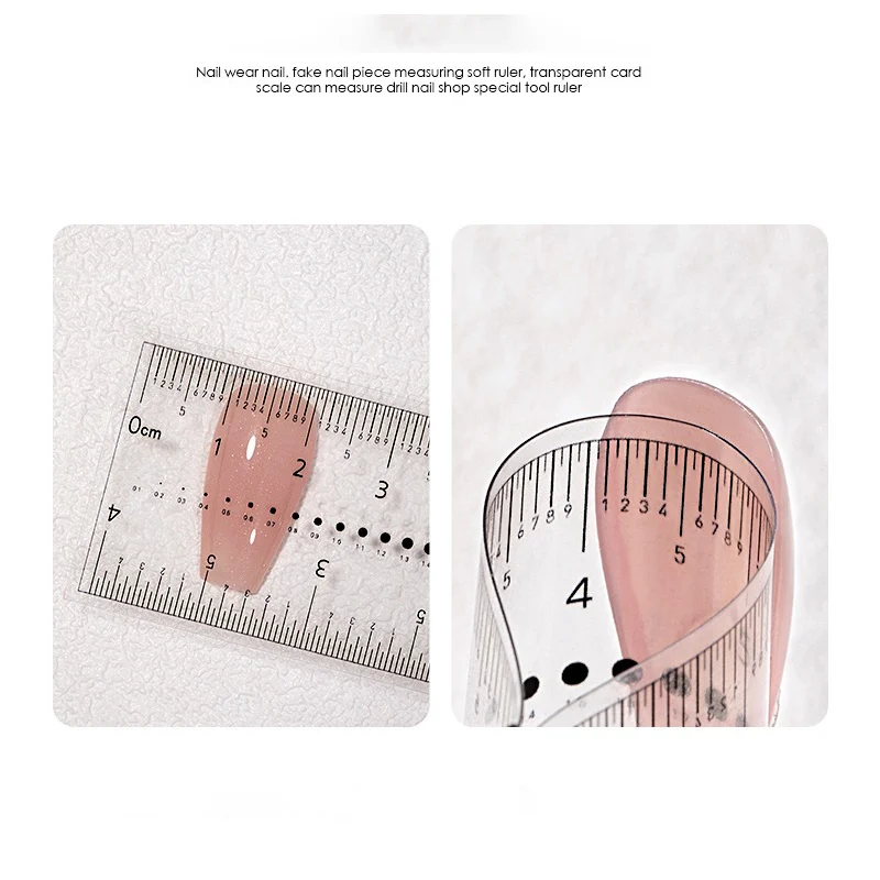 Manicure PVC Clear Soft Ruler Transparent Card Scale Can Measure Drill Nail Shop Special Tool Ruler