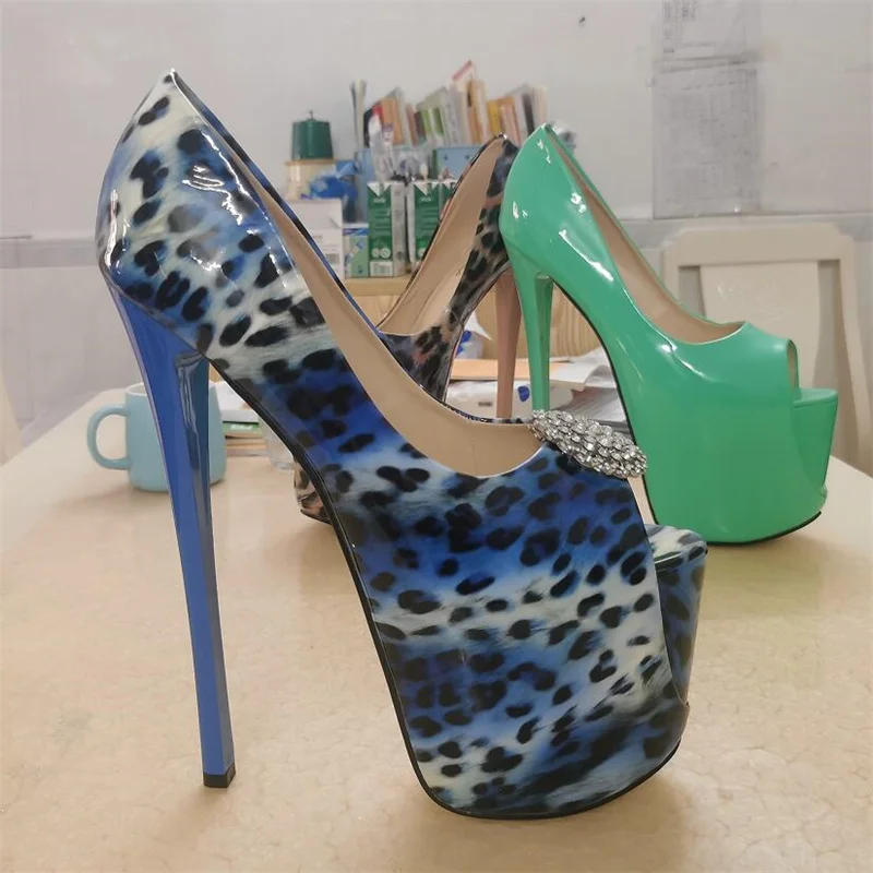 

SDTRFT Bridal Platforms Stilettos 22cm Thin Heels Ladies Shoes Woman Catwalk Shows Cosplay Pole Dance Rhinestone Punk SM Pumps