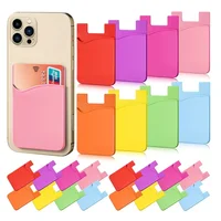 8.6cm Double Pocket Elastic Stretch Silicone Cell Phone ID Credit Card Holder Sticker Universal Wallet Case Card Holder 1
