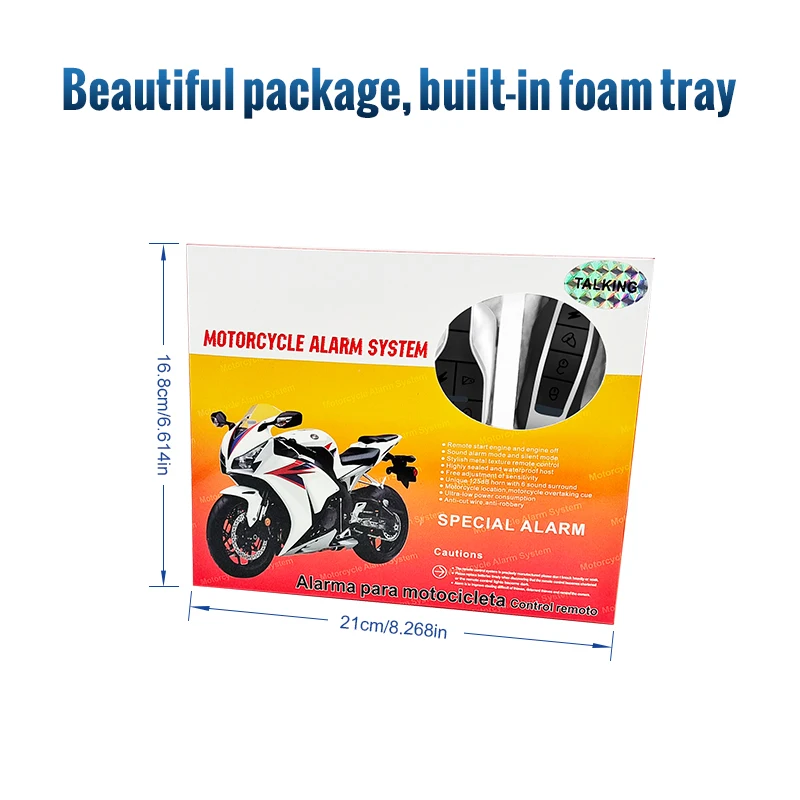 Waterproof 12V Motorcycle English Voice Talking Alarm System 125DB Remote Control Engine Start Anti-sheft System