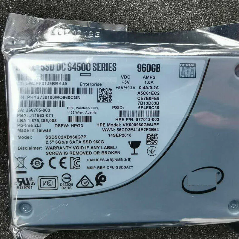 960gb Dc S4510 Intel SATA SSD D3-S4510 Series 960GB SATA 6G J80327