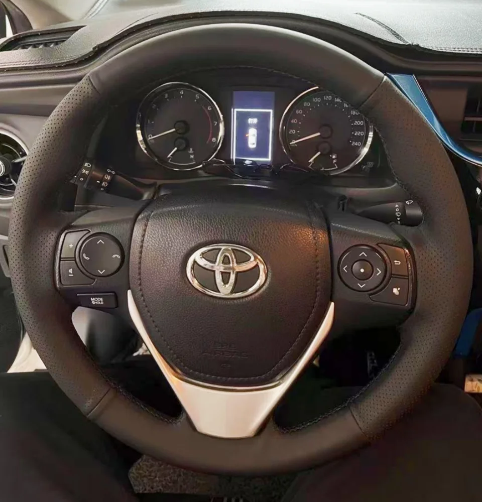 Benutzerdefinierte Auto Lenkrad Geflecht Abdeckung Weiche 100% Fit Für Toyota E'Z RAV4 2013-2019 Corolla 2013-2017 Auto Produkte Lenkung Wrap – Detail 1