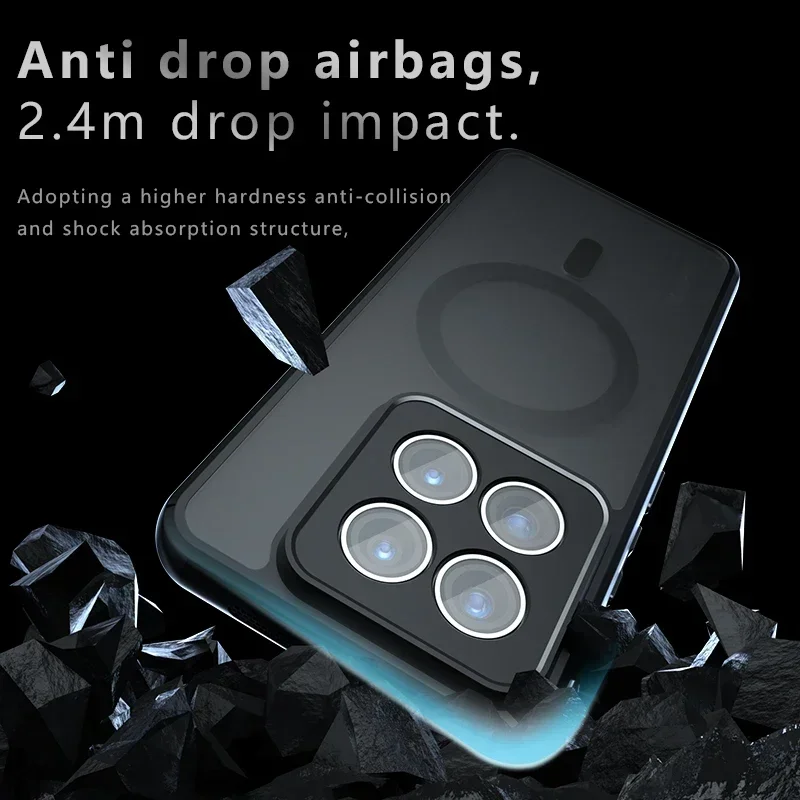 Smart Wireless Charging Magnetic Acrylic Matte Case - Shockproof Transparent Hard Bumper