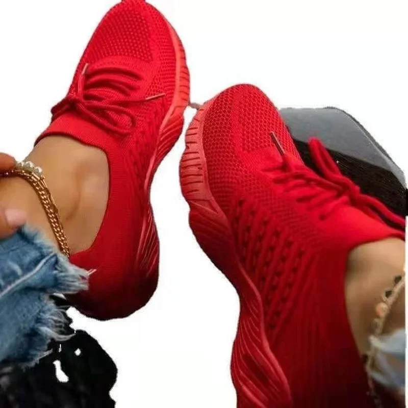 Women Sneakers Shoes 2022 Fashion Lace Up Platform Shoes Size 43 Mesh Casual Sports  Woman Vulcanize  Zapatillas Mujer