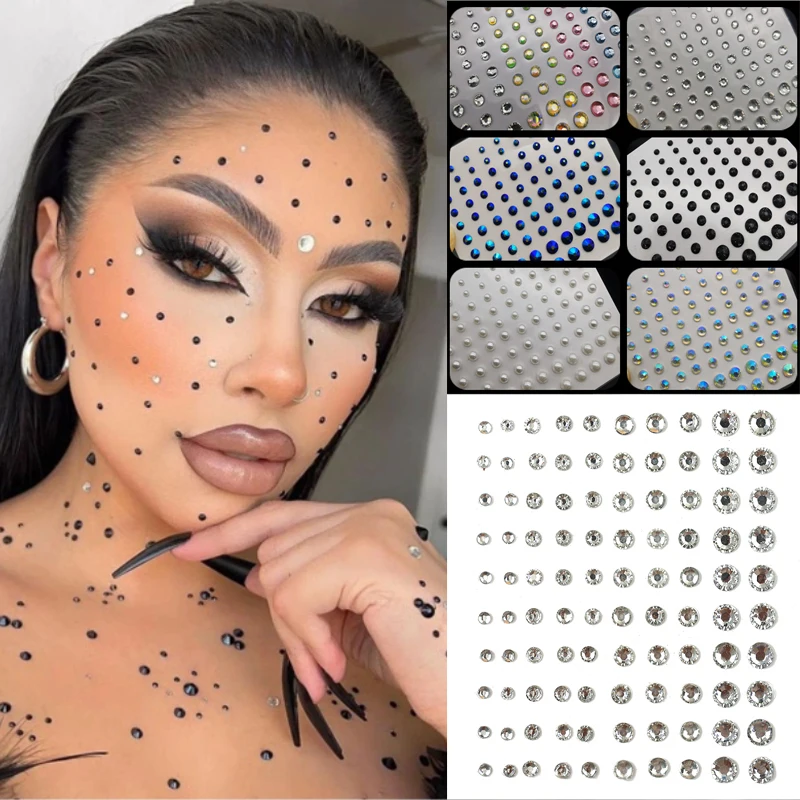 

Temporary Tattoo Party Rhinestone Makeup Tool Facial Eyebrow Sticker Eye Sticker Forehead Face Sticker Acrylic Gem Nail Sticker