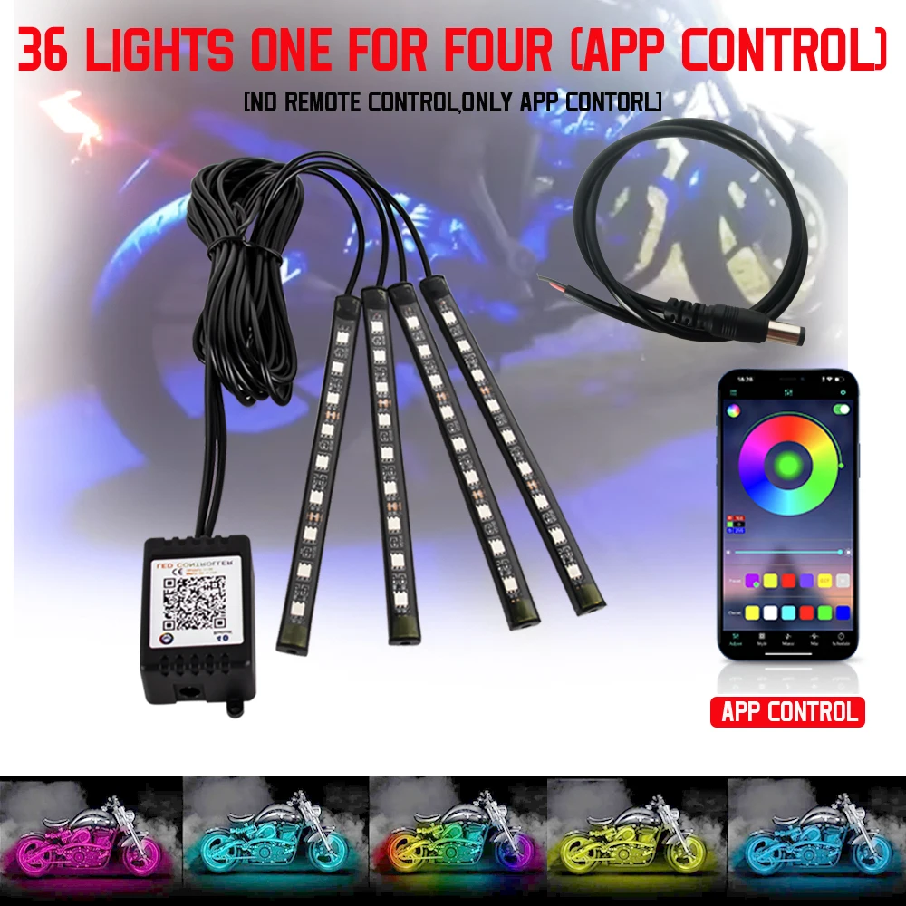 ตัวเลือกสินค้า ไฟ LED ยืดหยุ่น RGB ตกแต่งรถจักรยานยนต์ 12V