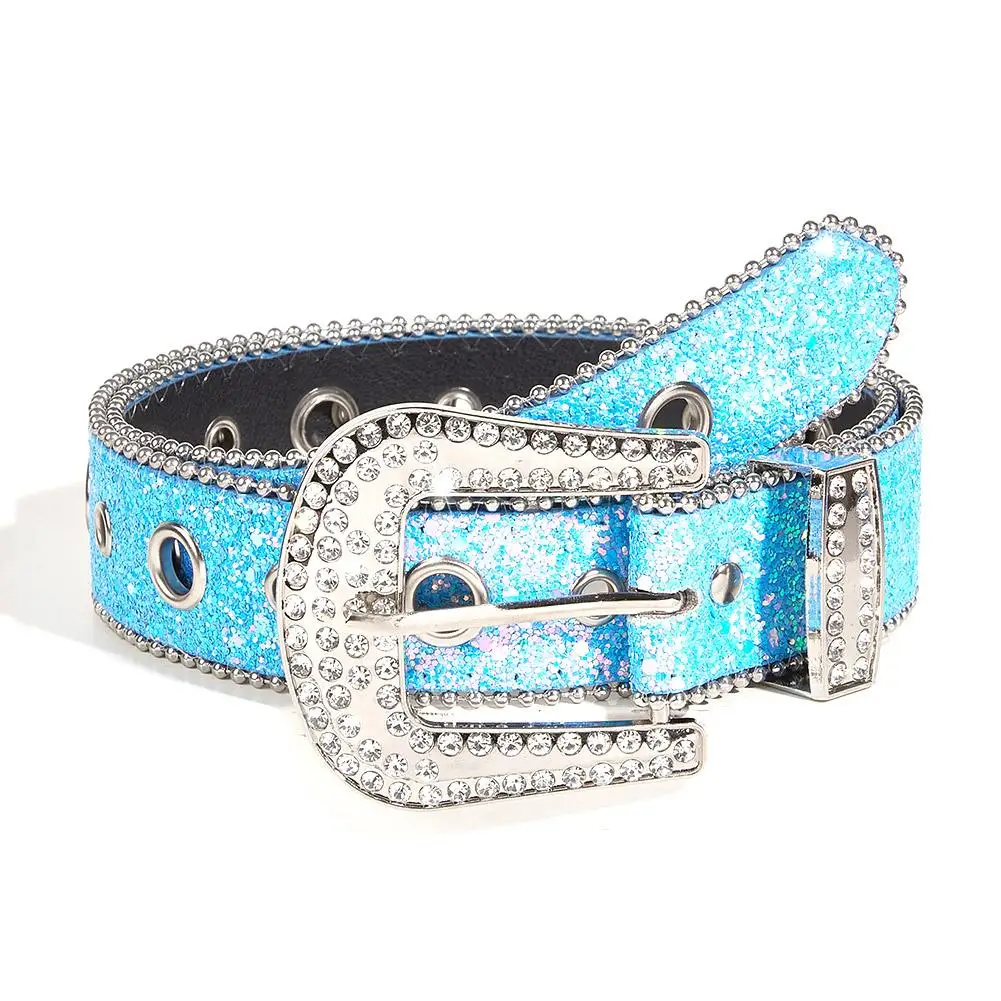 Glänzender Strassgürtel für Damen und Mädchen, Vintage-Cowgirl-Gürtel mit glitzernden Pailletten-Diamant-Western-Cowboy-Gürteln für Jeans und Rock – Detail 4