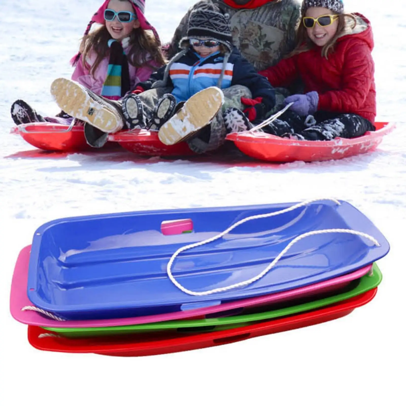 Plastic Snow Sled Sleigh Snow Speeder Sled With Pull Rope Toboggan Winter Sledge Kid Scooter For Winter Sport snow sledge snowboarding gear