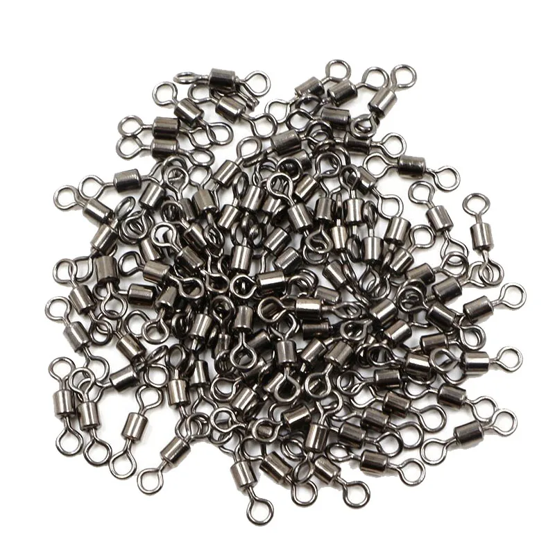 50 or 100 pcs Fishing Barrel Bearing Rolling Swivel with Box Solid Ring Lure Connector Carp Fishing Tackle Accessories Fish Tool