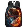 Basketball Pattern Square Front Pocket Backpack for Boy and Girls Best Gifts 3D Cartoon SchoolBags for Children