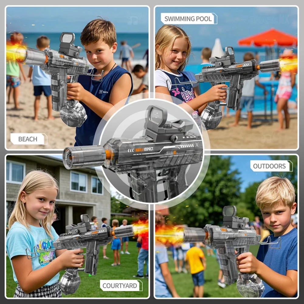 Powerful Electric Water Gun With Flame Effect And Spray Light_voghion.com
