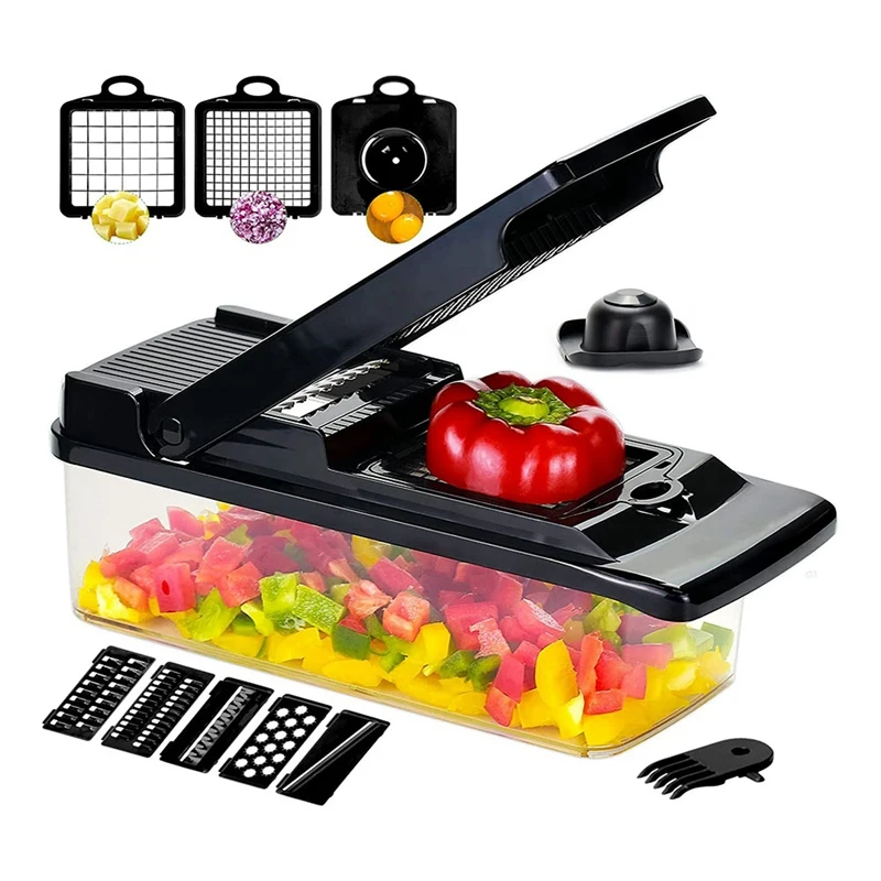 Tritatutto Per Verdure Pro Tritatutto Per Cipolle Tritatutto Nero 11-In-1 Affettatrice Professionale Tritatutto Multifunzionale