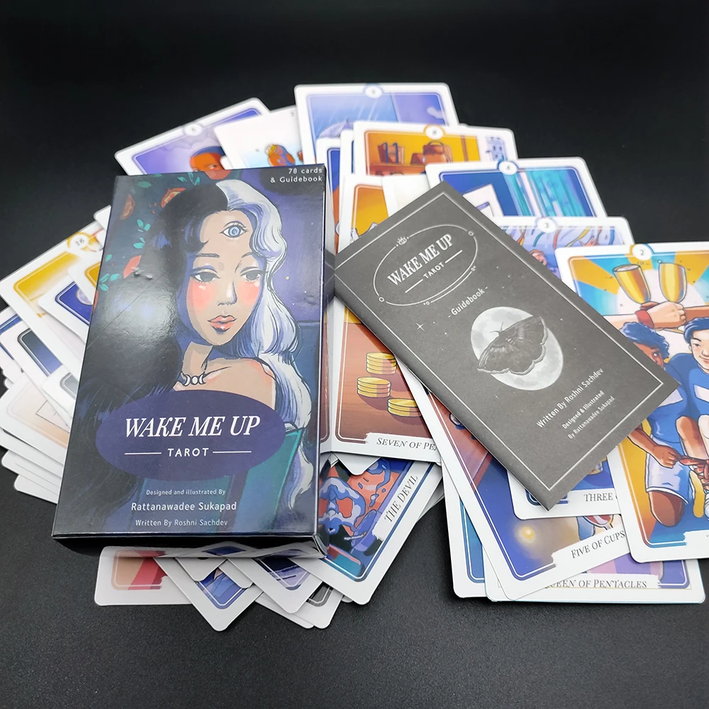The 12CMX7CM  wake me up Tarot Cards for Beginners with Guide Book Board Game  Runes Divination Witchcraft  English Deck 6