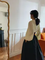 Autumn Outfit Set Women's 2023 New Court Sle Retro irt Versatile Mid-Length A-Line  Skirt for Pear aped Body - Image 2