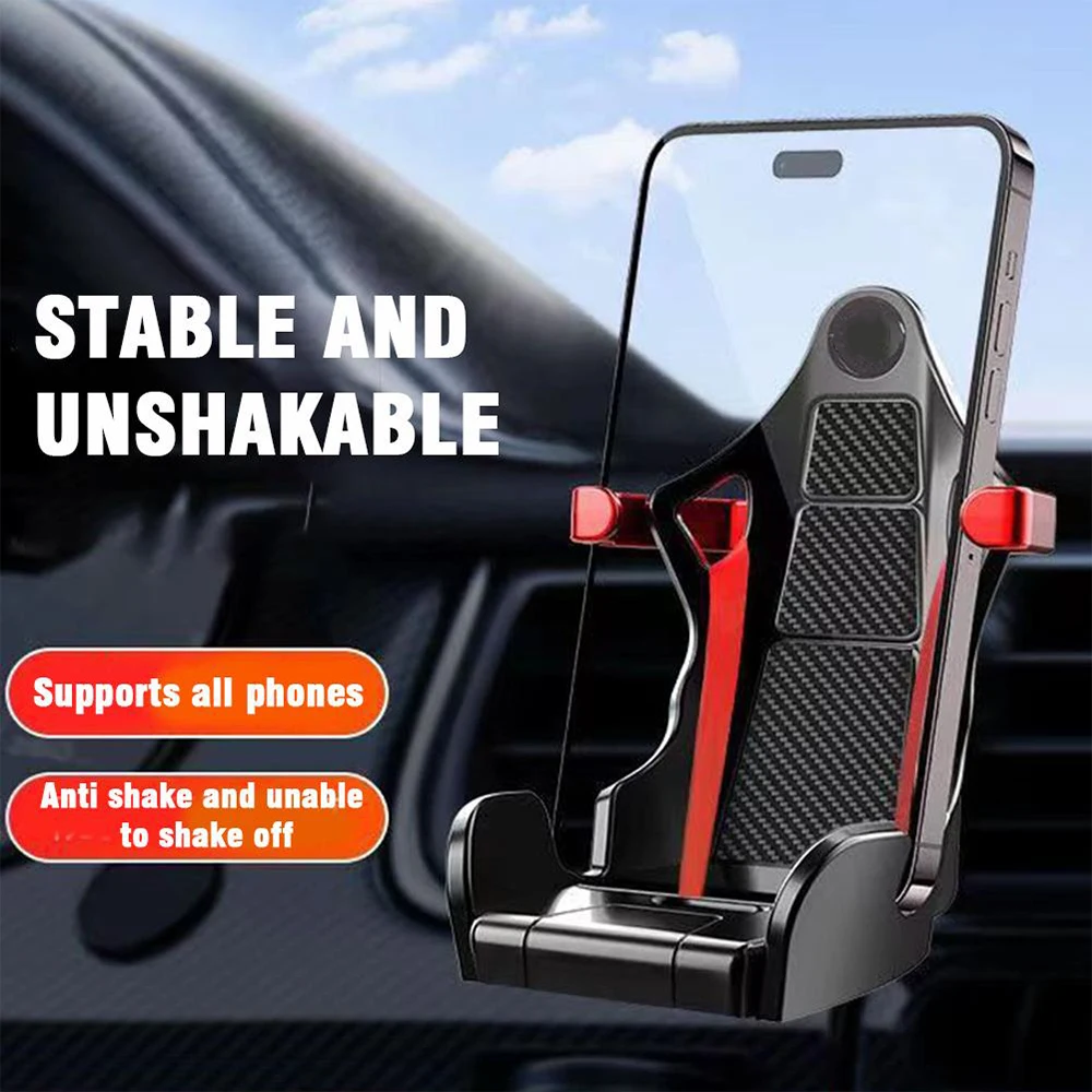 Creative Recaro Racing Seat Phone Holder Universal Air Vent Stable Shock Resistant Car Navigation Holder Decoration New Design