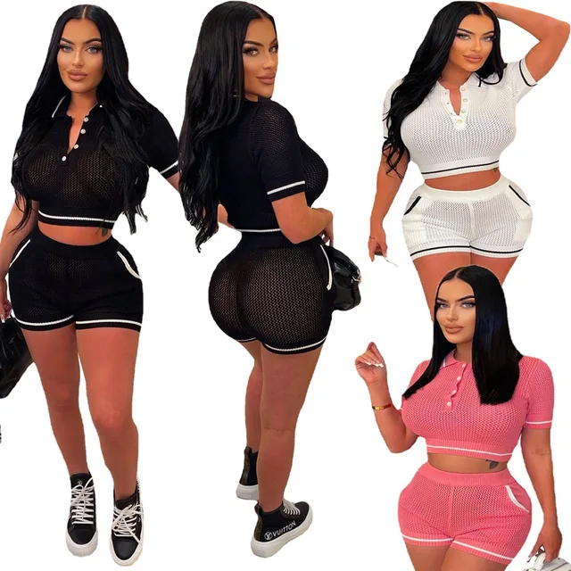 Aniow 2 Piece Set Lace Up Bra Crop Top and Shorts Set Metal Ring Color  Patchwork Women Outfits Tracksuit Street Club Summer - AliExpress