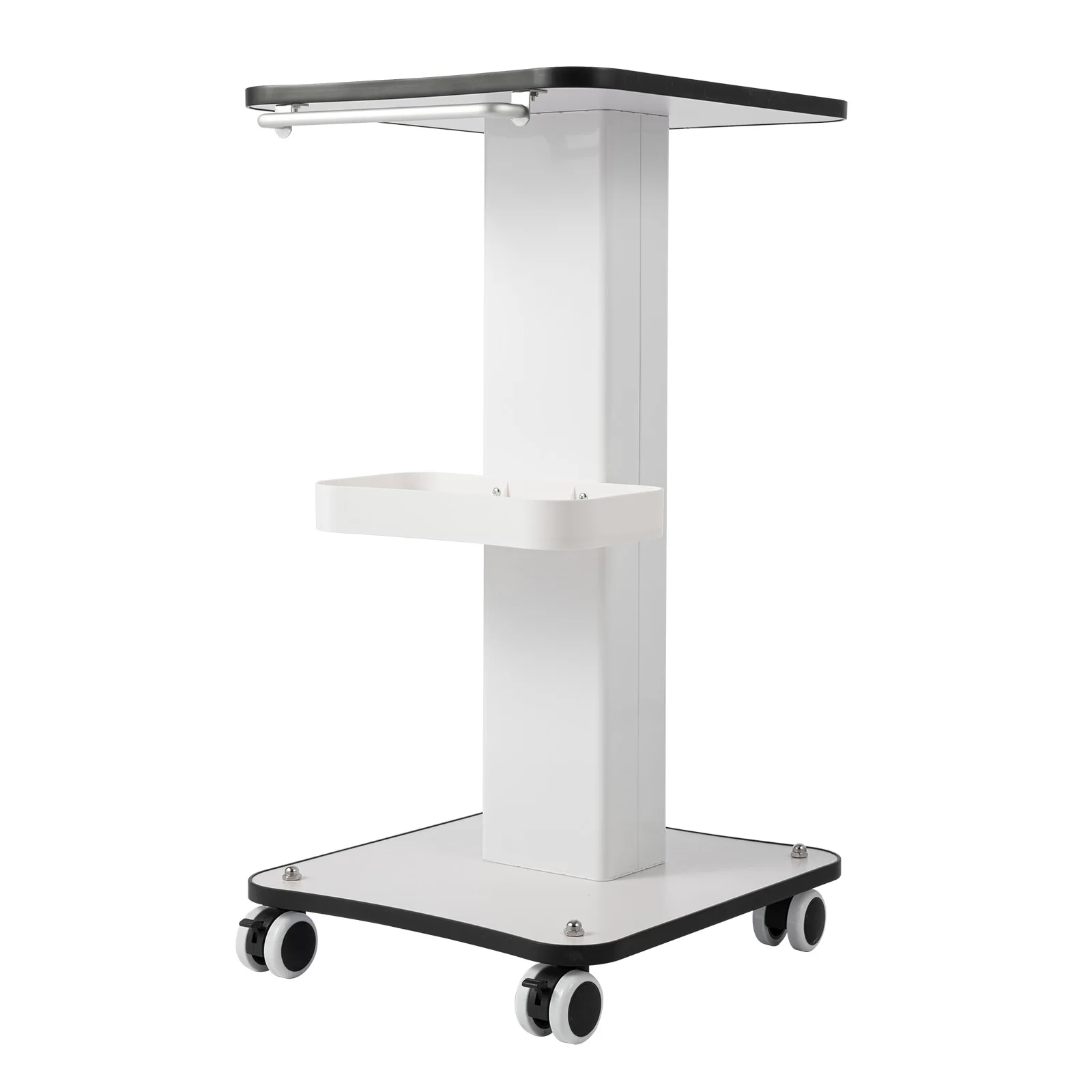 Rollwagen mit 40 kg Tragkraft und Ablage, weißer Salon-Trolley mit ergonomischem Griff für Spa, Salon, Krankenhaus, Heimlagerung – Detail 15