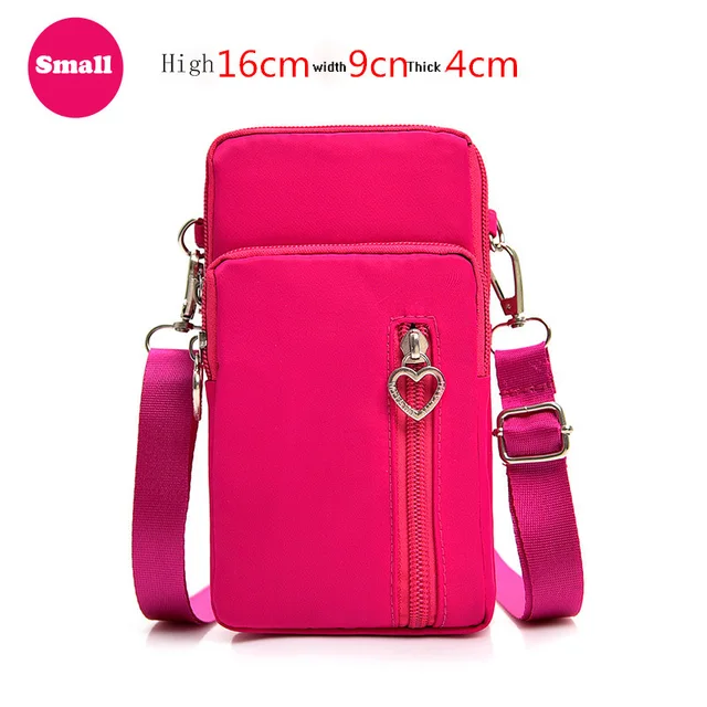 Universal Mobile Phone Bag For Samsung/iPhone/Huawei/HTC/LG Case Wallet Outdoor Sport Arm Purse Shoulder Bag Women Phone Pouch Small Rose