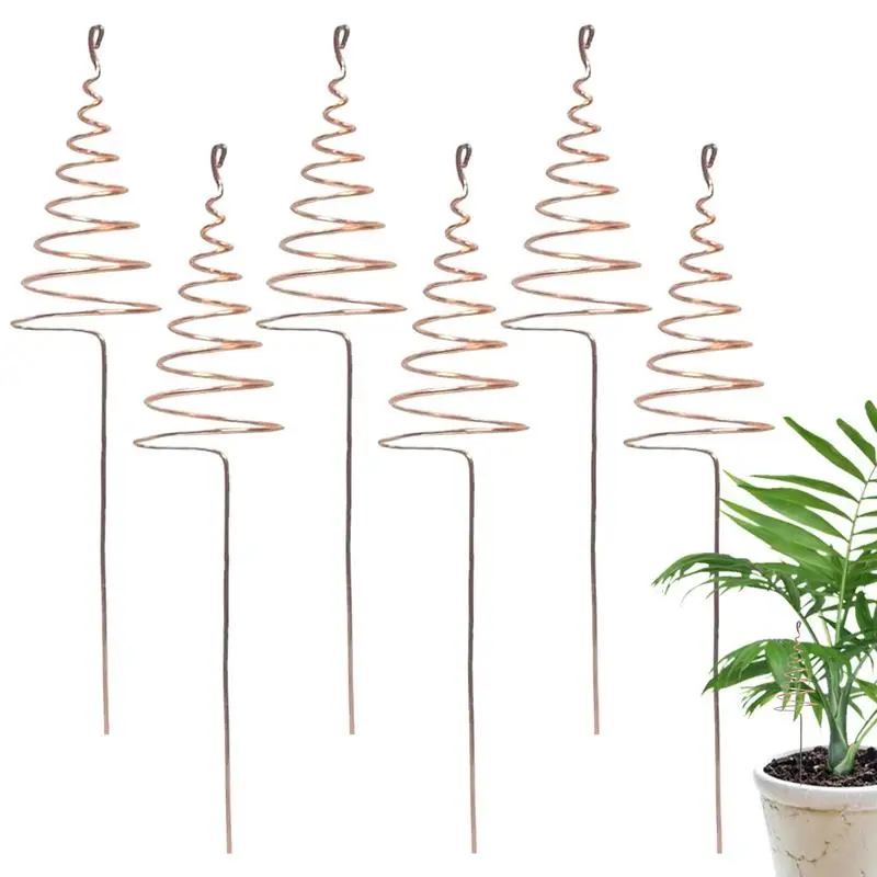 6pcs Electroculture Copper Gardening Antenna Copper Coil Wire Antennas Garden Stakes Strong Spiral Rods For Growing Plants