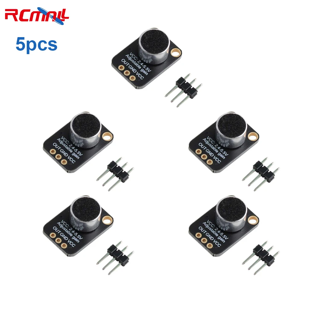 

5Pcs GY-MAX4466 Electret Microphone Amplifier MAX4466 Breakout Board with Adjustable Gain for Arduino